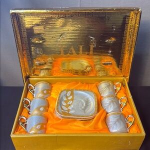 Vintage Tali Gold and Silver Tea Set with Leaf Design